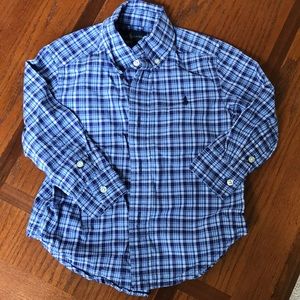 Ralph Lauren blue plaid size 2 collared shirt